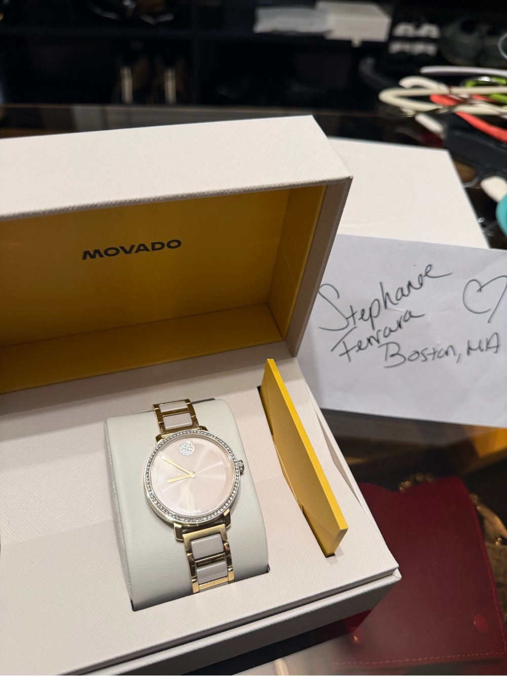 Movado Women’s BOLD Evolution Two-Tone Gold Bracelet Watch with Taupe Dial